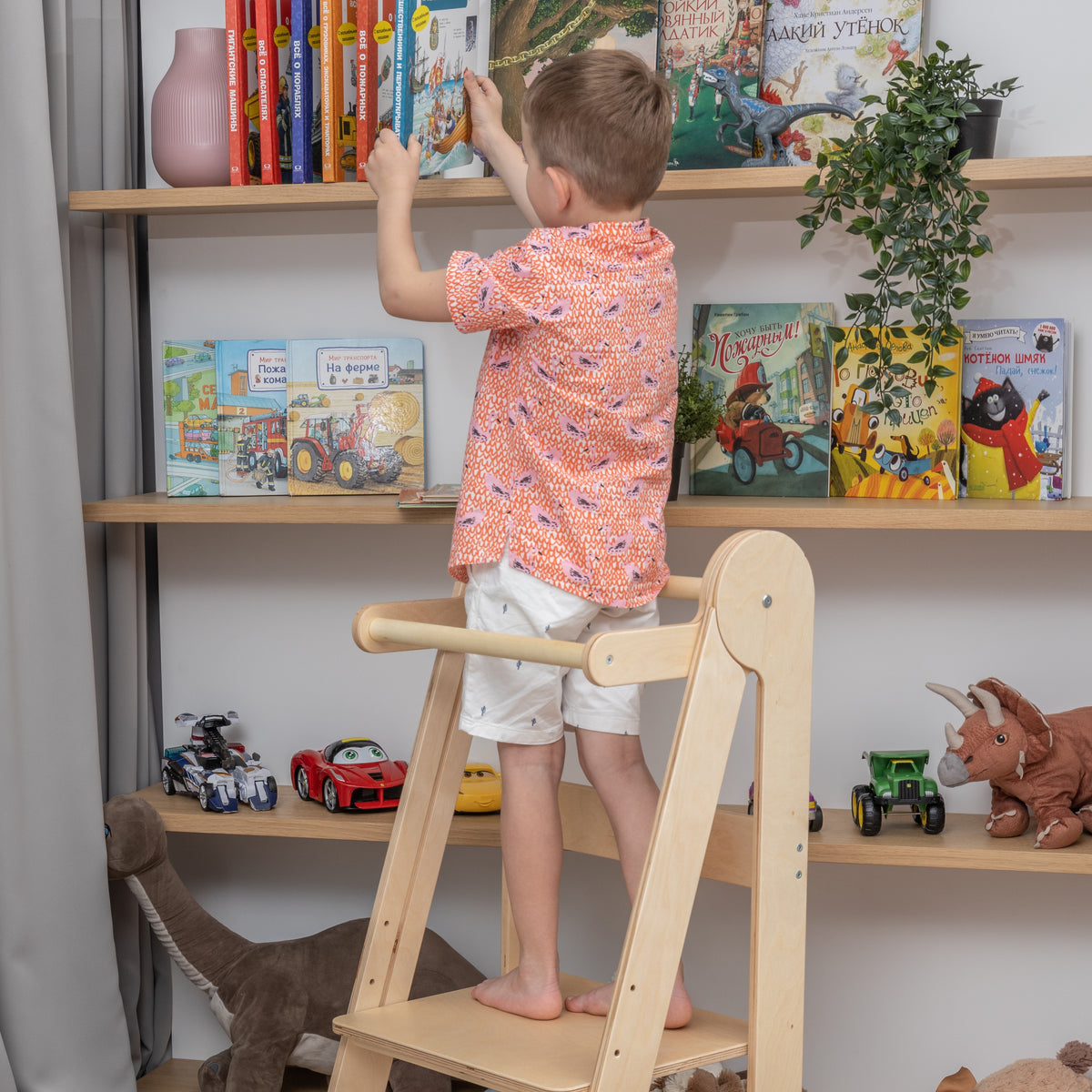Raggiungere libri e giocattoli